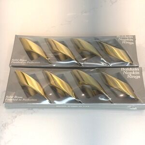 Baldwin Nouvelle Polished Brass Napkin Rings -2 Sets of 4 No 7536 NEW
